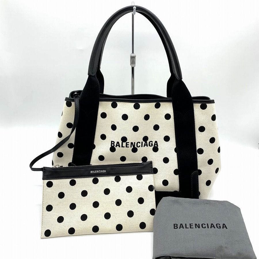 期間限定セール】BALENCIAGA バレンシアガ カバS 水玉ハンドバッグ 