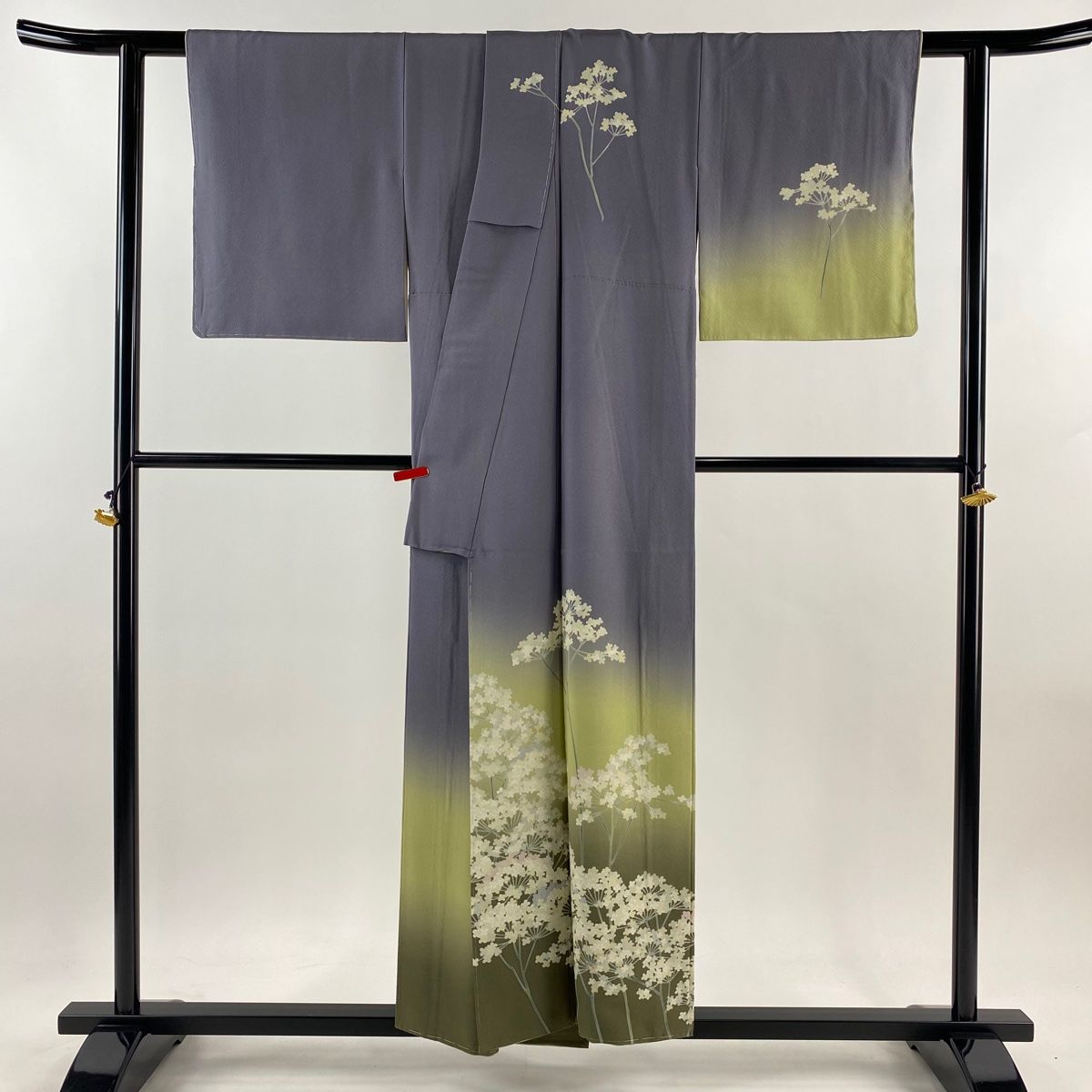 訪問着 訪問着 身丈154cm 裄丈64cm M 袷 落款 草花 鳥 薄ピンク