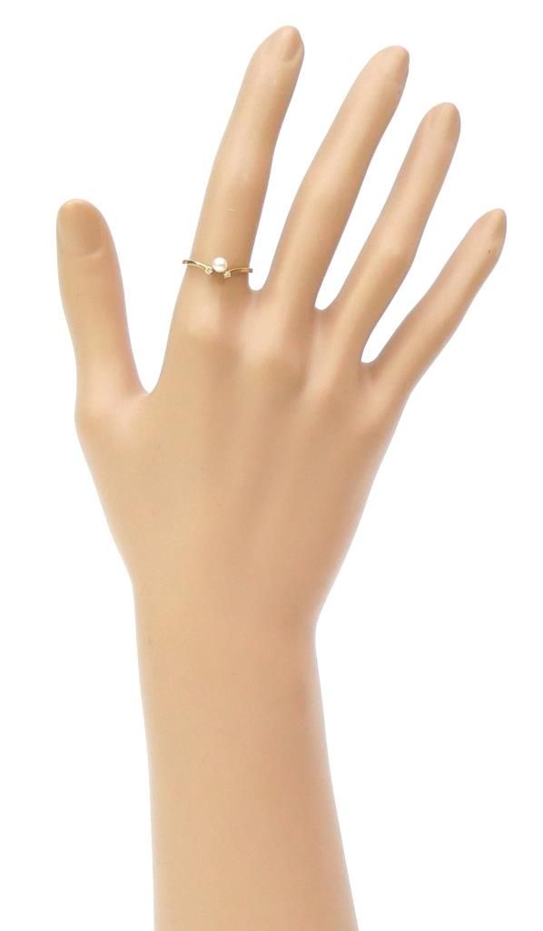 ミキモト MIKIMOTO 指輪 18金 パールリング ダイヤモンド ＃11.5 真珠 