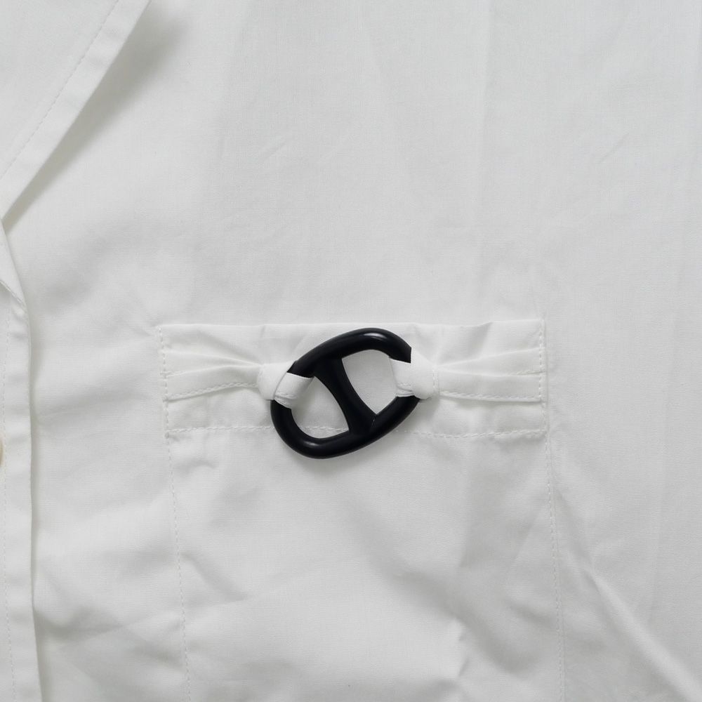 【名東】エルメス シェーヌダンクル 半袖 ボタンシャツ 36 ホワイト Chemise de plage コットン100% レディース 名東】エルメス シェーヌダンクル 半袖 ボタンシャツ 36