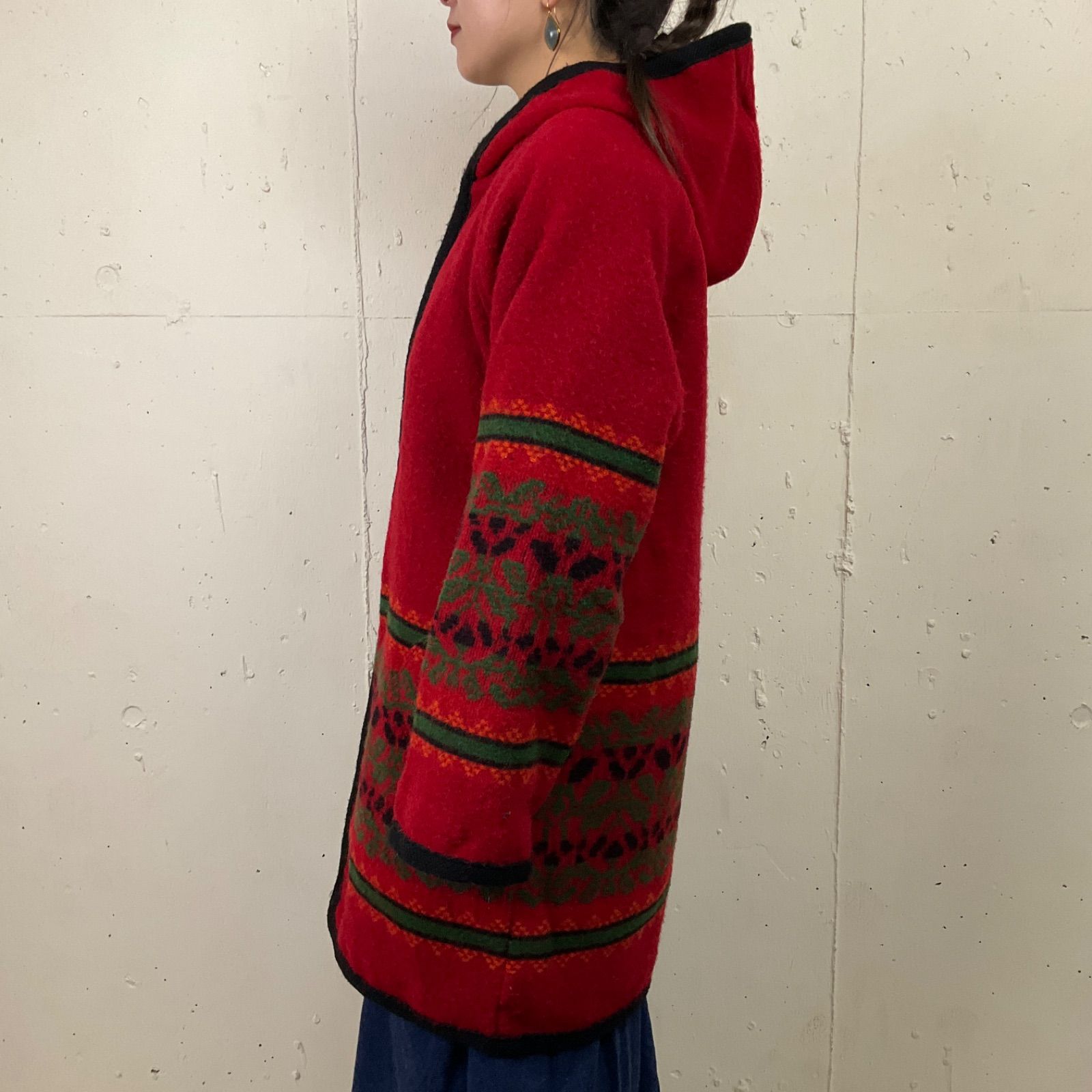 USA製 ウールリッチ Woolrich ネイティブ柄 ウールコート メンズS 古着 