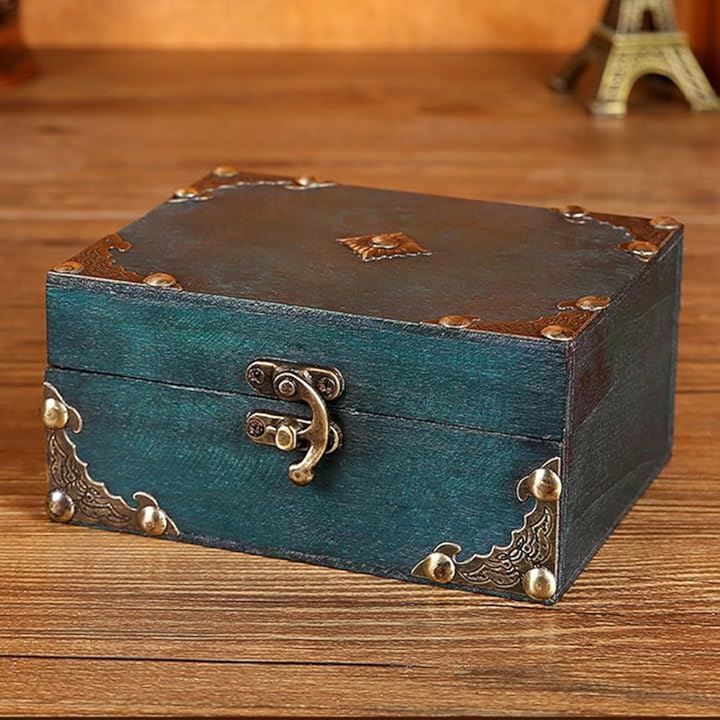 アンティーク調トランクボックス収納箱宝箱海賊宝箱木箱ビンテージ 鍵