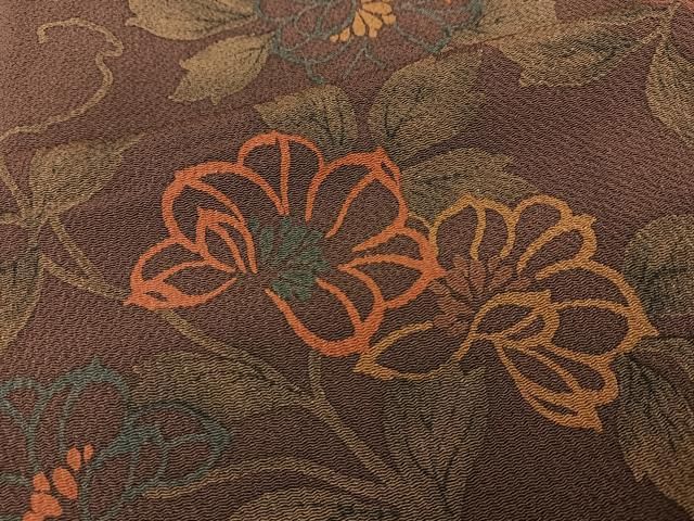 平和屋着物□上質な小紋 草花文 鬼しぼ縮緬 正絹 逸品 未使用