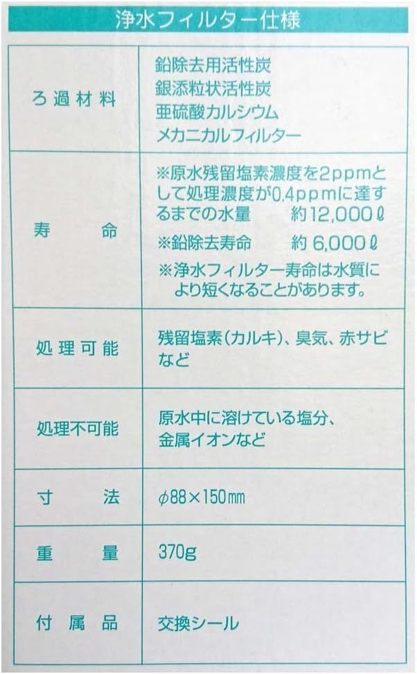 新品 アクアプロセス スペア浄水フィルター 鉛除去 高性能タイプ MW