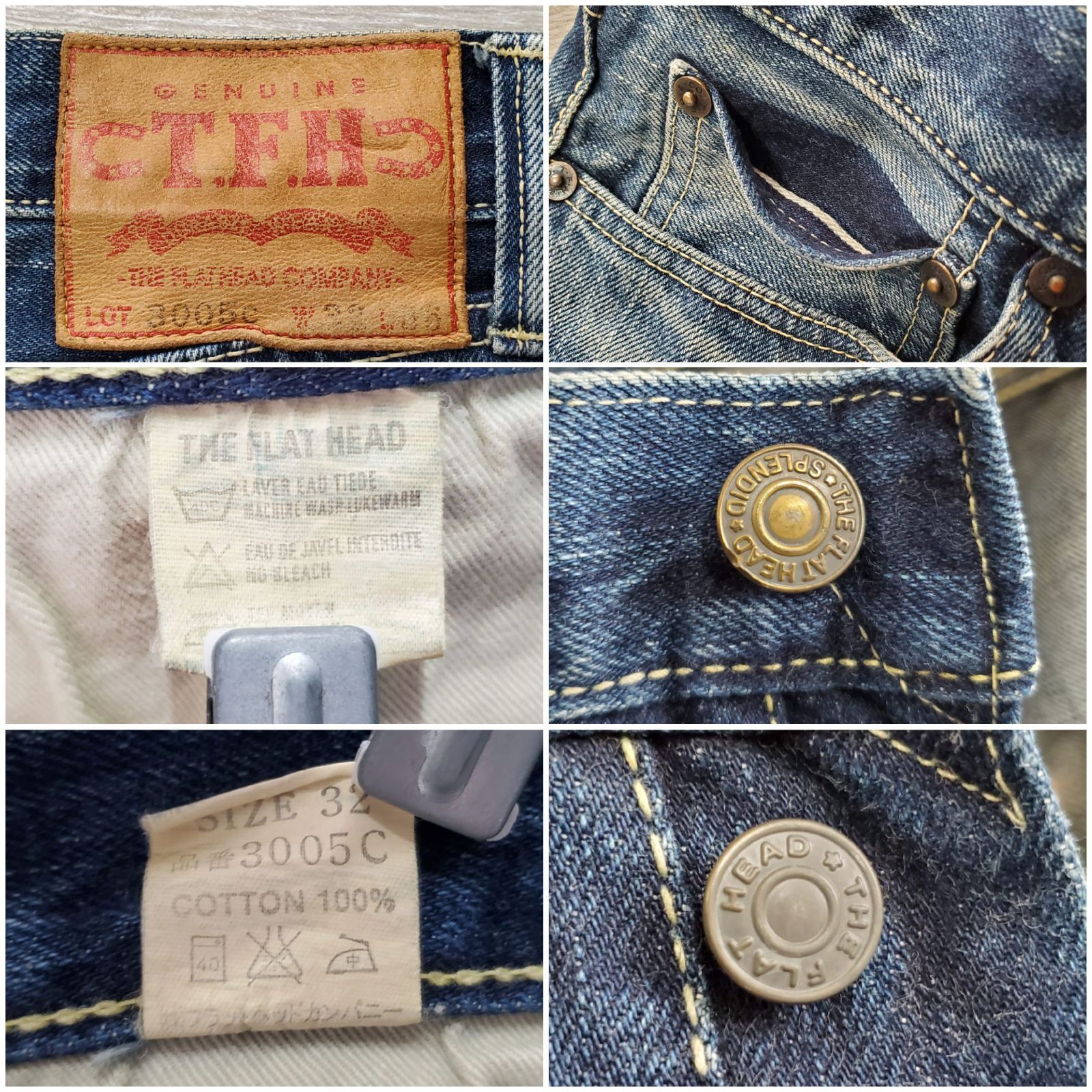 THE FLAT HEAD フラットヘッド□良品 3005C USED加工 廃版 14.5oz 