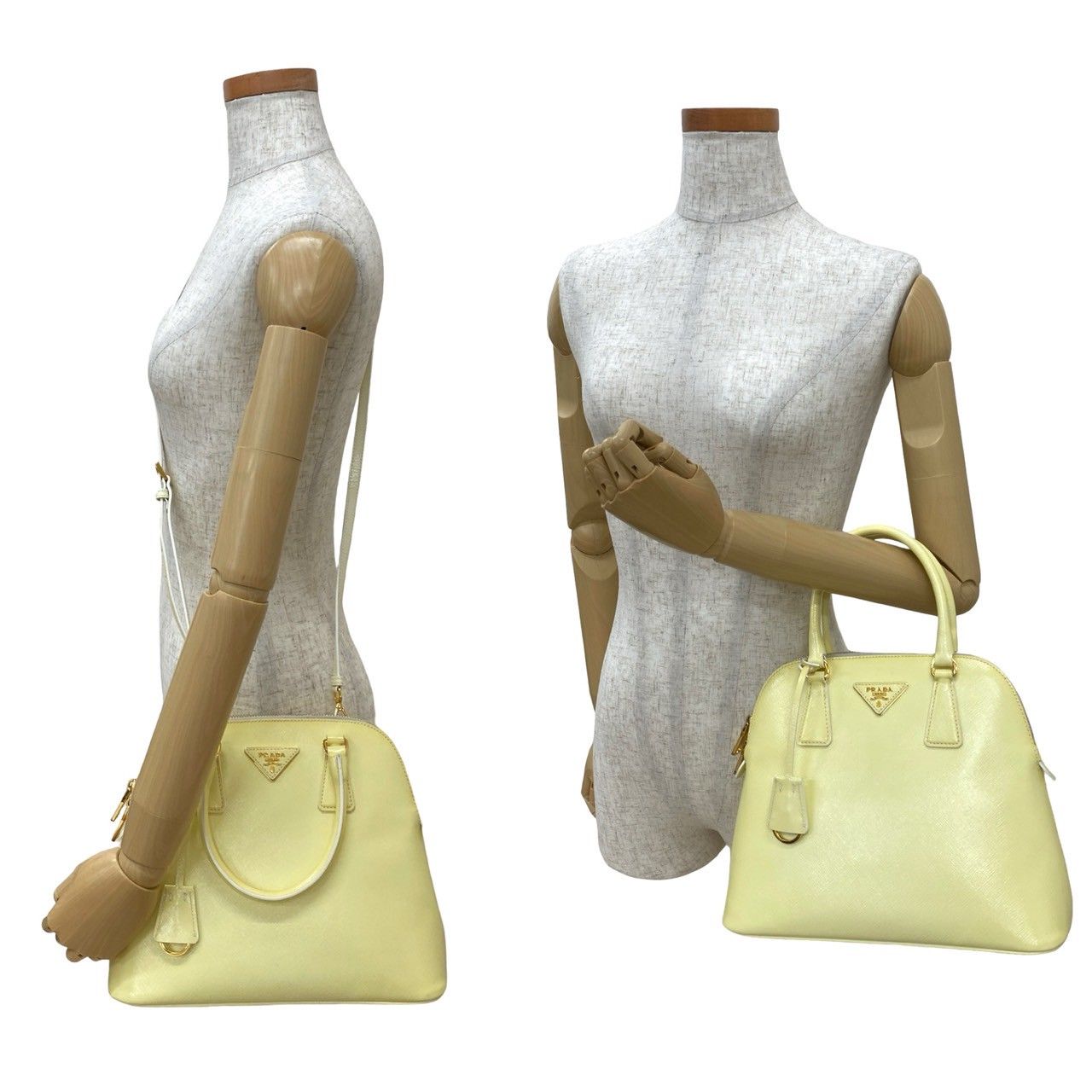 極 美品 PRADA プラダ 三角ロゴ 金具 サフィアーノ レザー 本革
