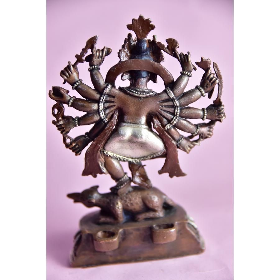 ネパールパタン製　仏像　ガネーシャ 12手ダンシング　歓喜天　銅製鍍銀オキシダイズド加工【送料無料】rqs003