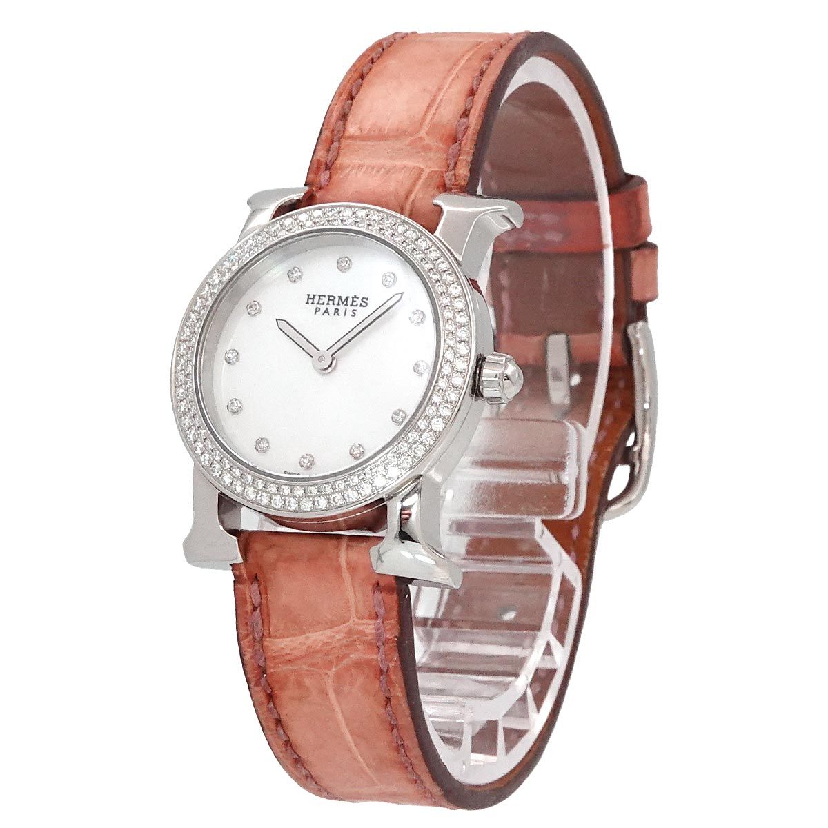 エルメス HERMES Hウォッチ ロンド HR1 230 12P ダイヤ ベゼル