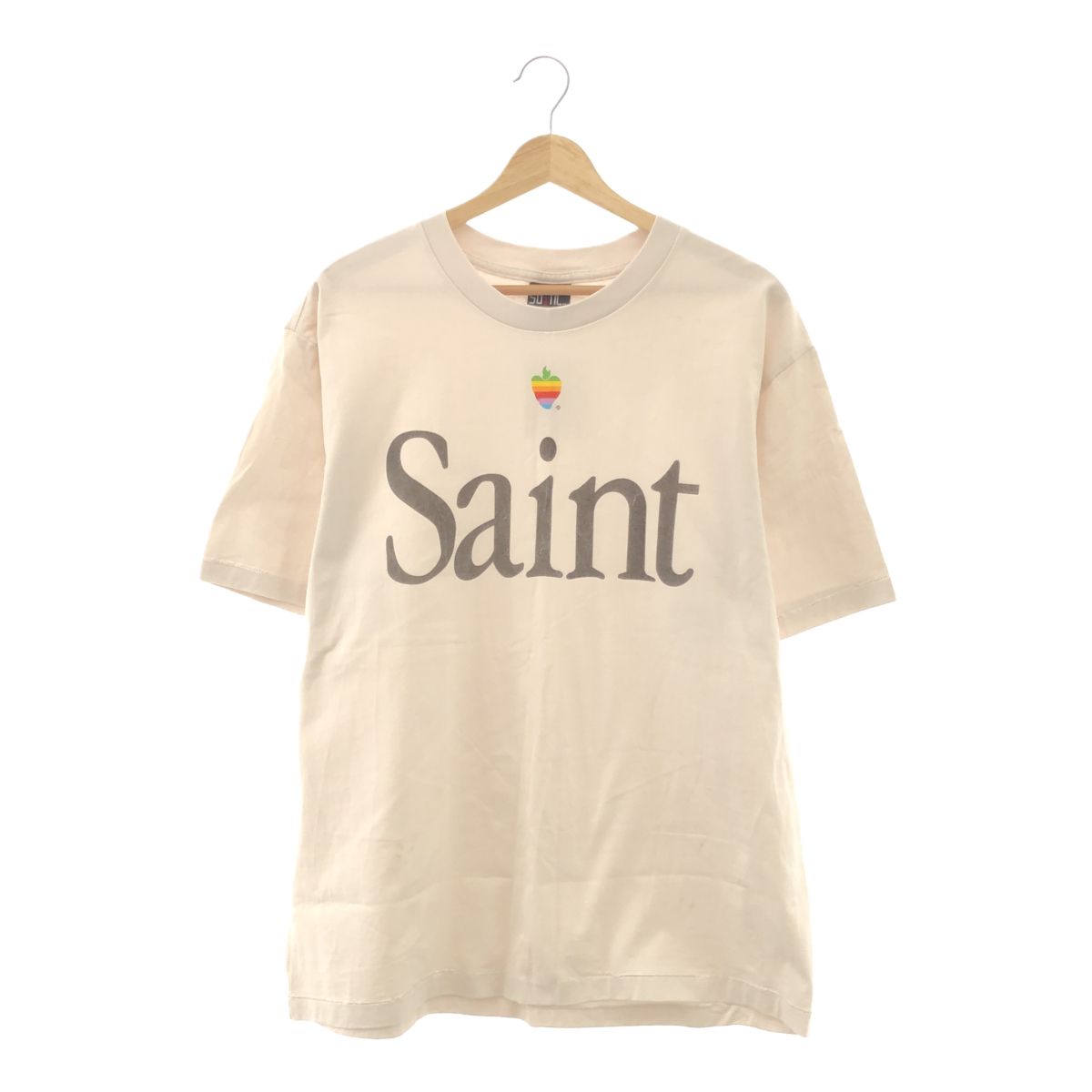 SAINT MICHAEL セントマイケル 23/AW SS TEE HEART SAINT 柄ハート ロゴプリントTシャツ Mサイズ ベージュ -  メルカリ