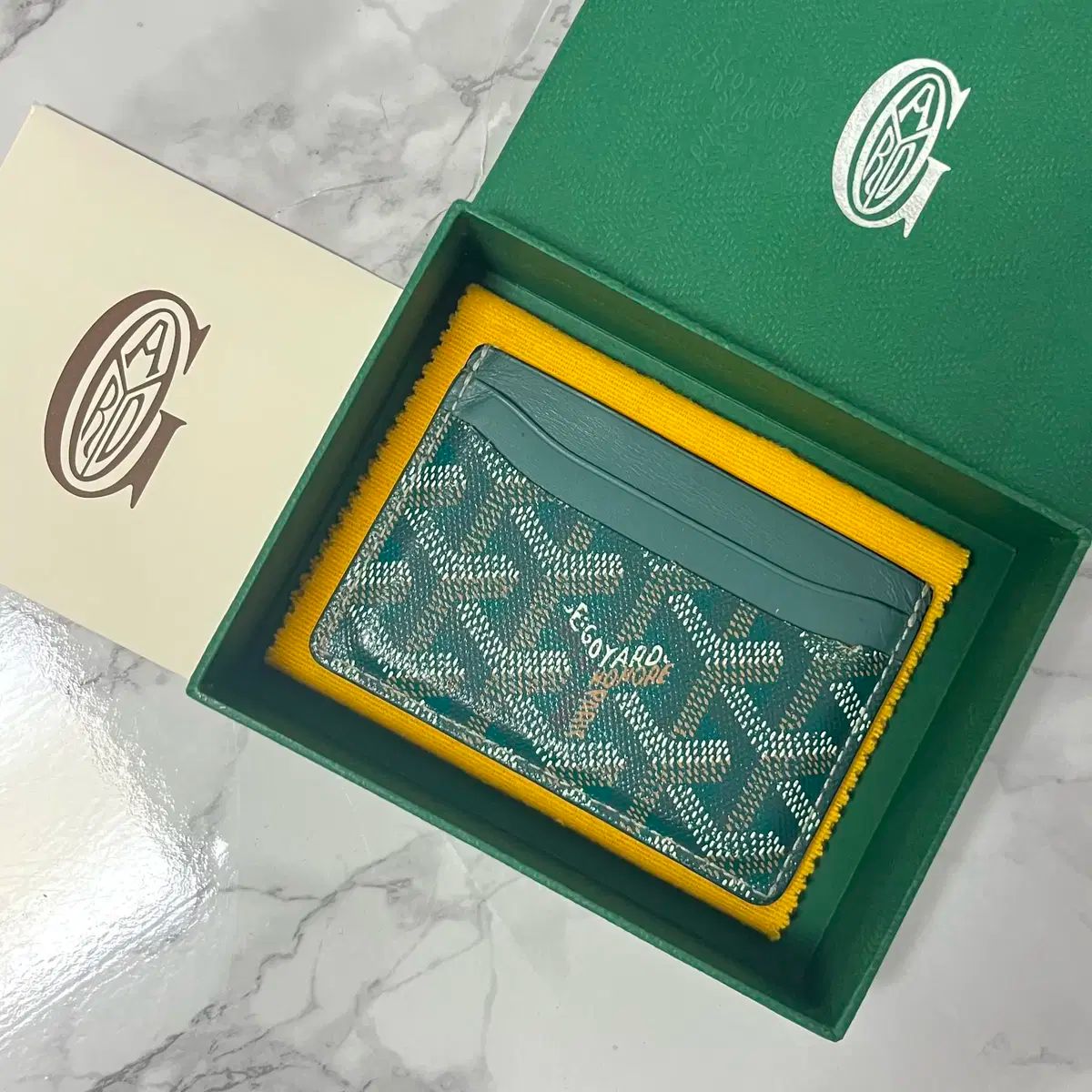 OS鑑定書付ゴヤール サン ルイ カードウォレット グリーン