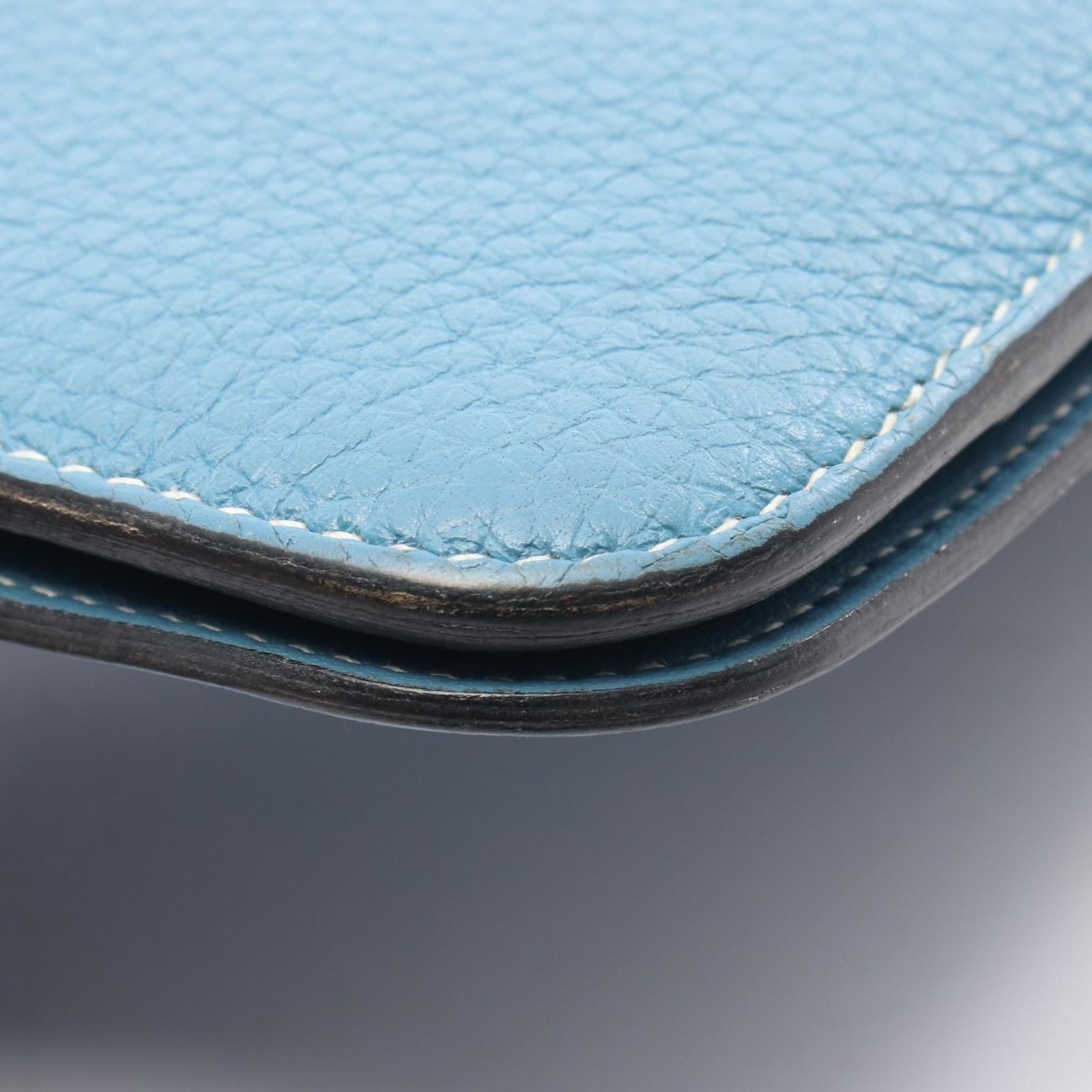 エルメス HERMES 二つ折り長財布 ドゴンGM ブルージーン レザー ドゴン 
