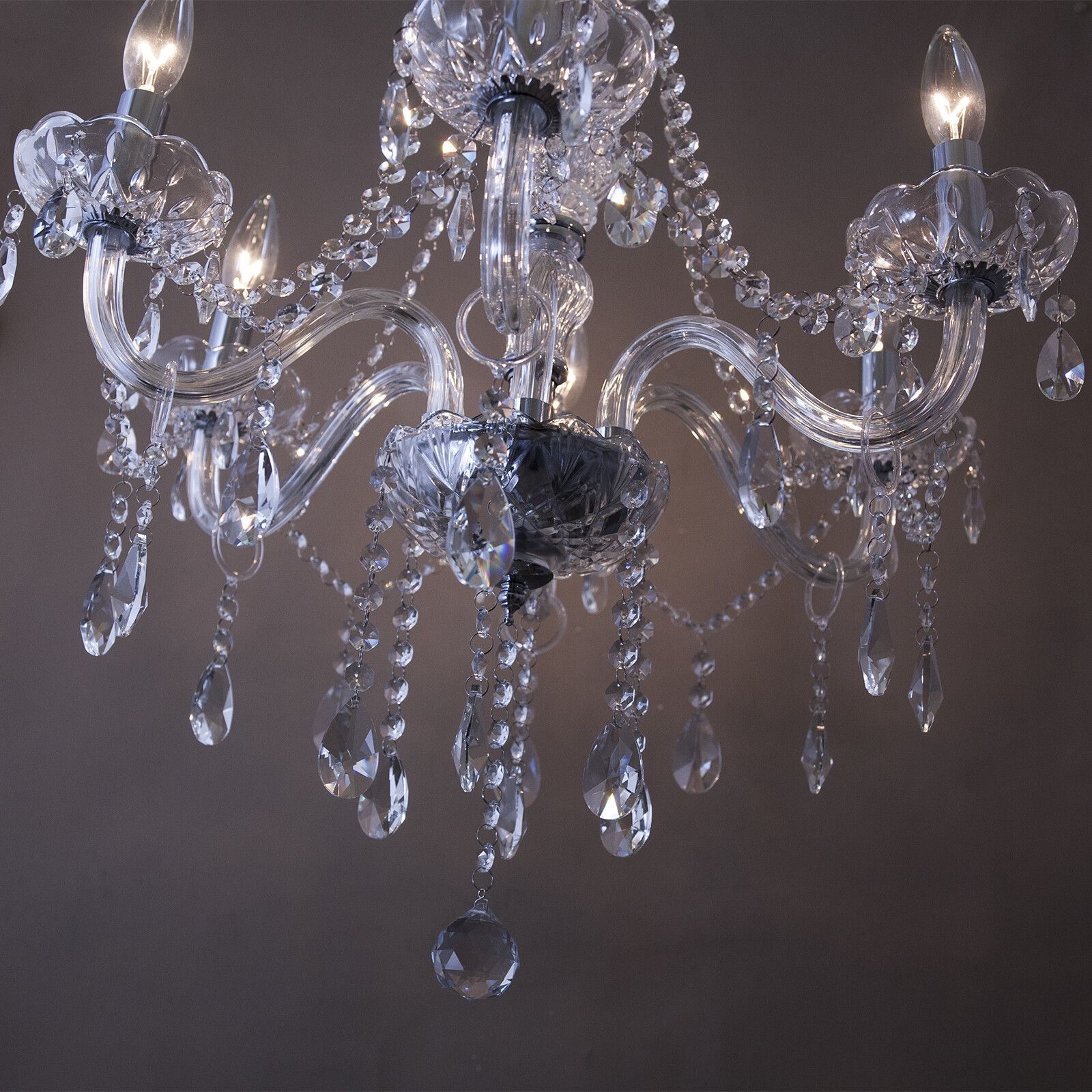 6灯クリスタルガラスシャンデリア LED電球対応 天井照明 シャンデリア