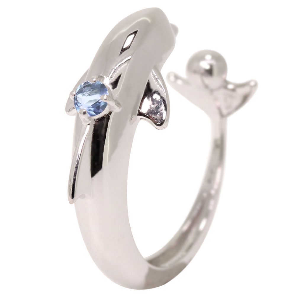 イヤーカフ イルカ イルカモチーフ 片耳用 レディース アクアマリンサンタマリア シルバー ドルフィン【受注生産の為8～10営業日程度で発送】