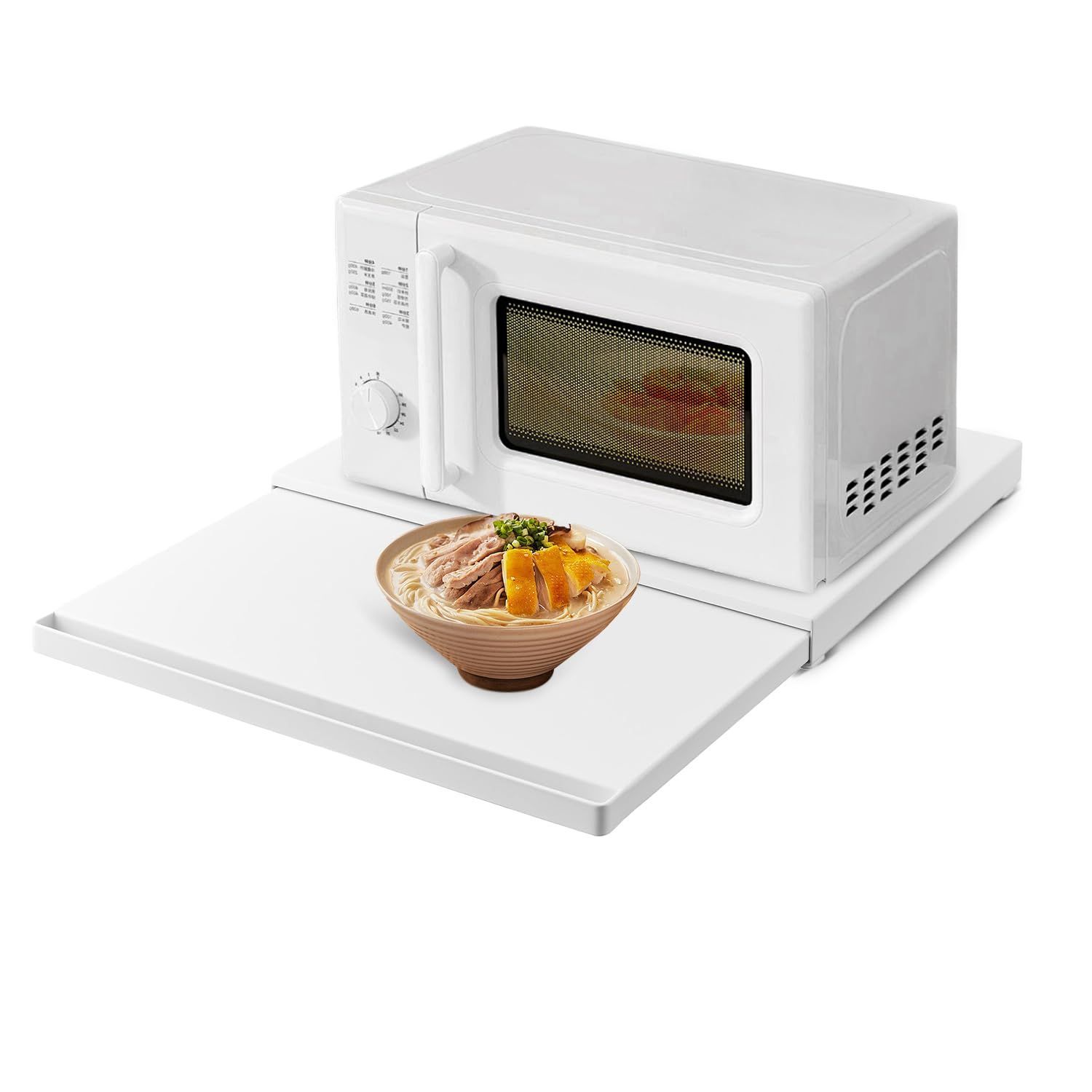 【特価】調理スペース 拡張 狭いキッチン スライドテーブル レンジ下 レンジ下 スライドテーブル 炊飯器 引き出しスライド棚 電子レンジトレー 一時的作業台 （ホワイト） 家電下スライド