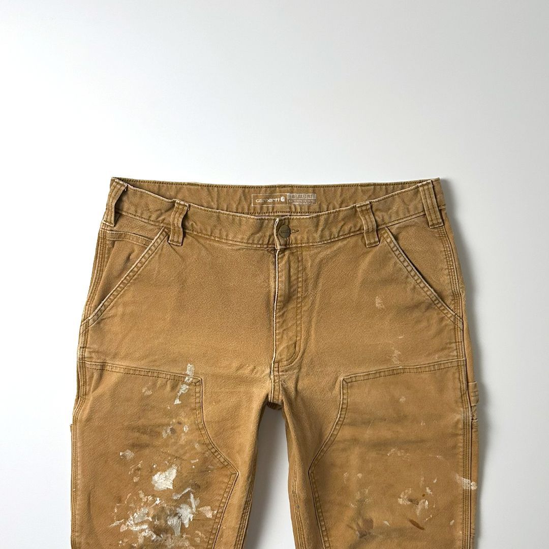 Carhartt ダブルニーペインターパンツ W35 L32 ブラウン ペンキ