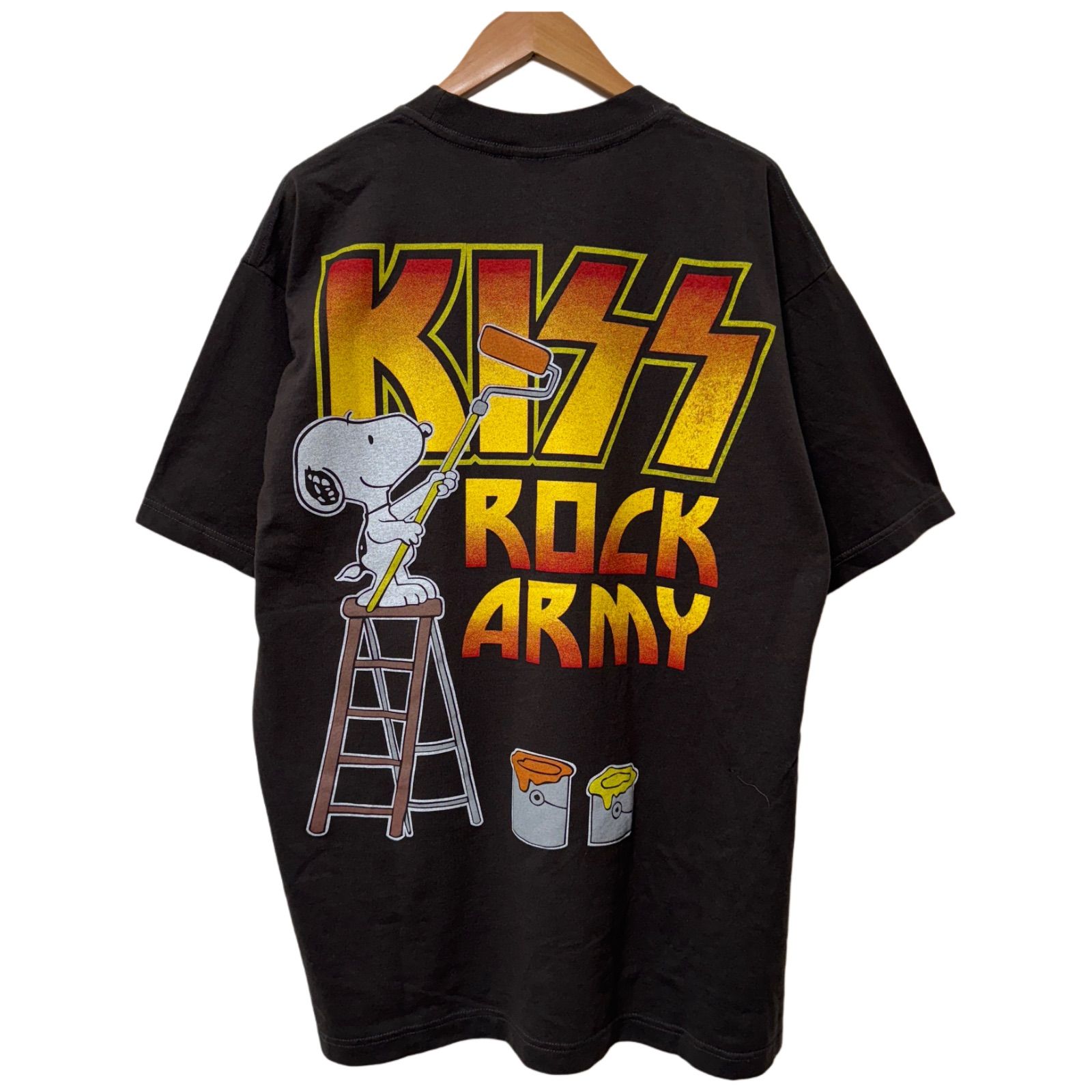 ラスト1点 KISS キッス SNOOPY tシャツ XL スヌーピー Tシャツ XLサイズ ブラック ヘインズ Hanes キス