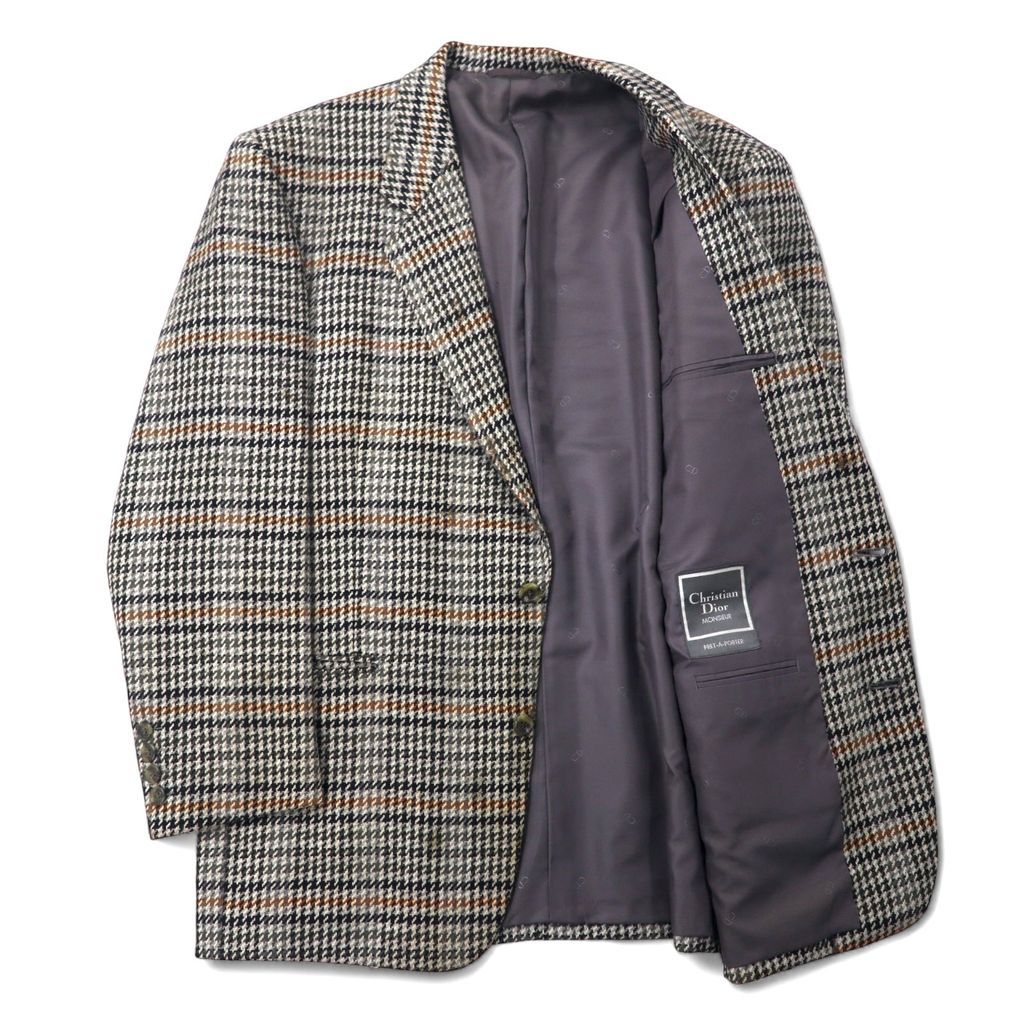 Christian Dior monsieur ヴィンテージテーラードジャケット Vintage Men's Christian Dior Monsieur Gray Blue Plaid 42L