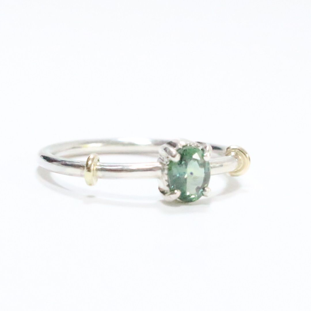 青のインクが滴る深緑色のモンタナサファイアK10小ワッカシルバー