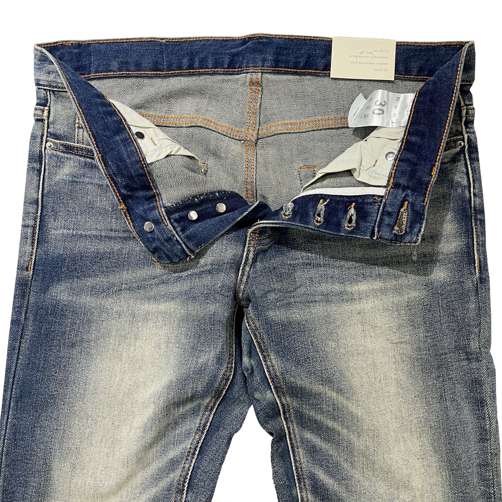 ダメージ加工 スキニーデニム グレー mnml size30 mnml サイズ30 slim