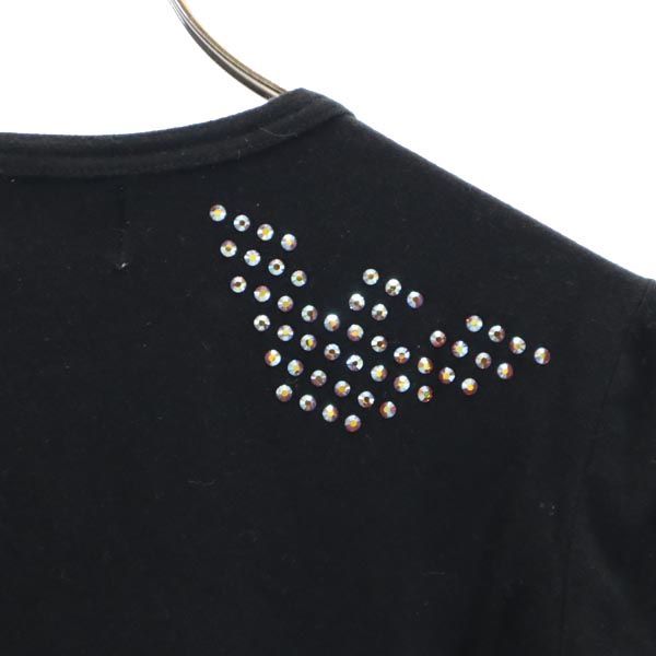 定価高　EMPORIO ARMANI　キラキラストーンロゴ　Vネック　Tシャツ EMPORIO ARMANI Tシャツ ストーンロゴ スワロフスキー風ロゴ
