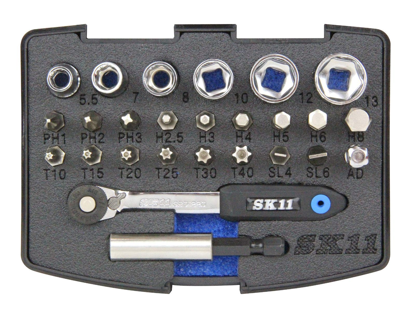 新着商品SK11 スリムラチェットドライバーセット SRD-2227 ギア数52山 差替式 27点セット