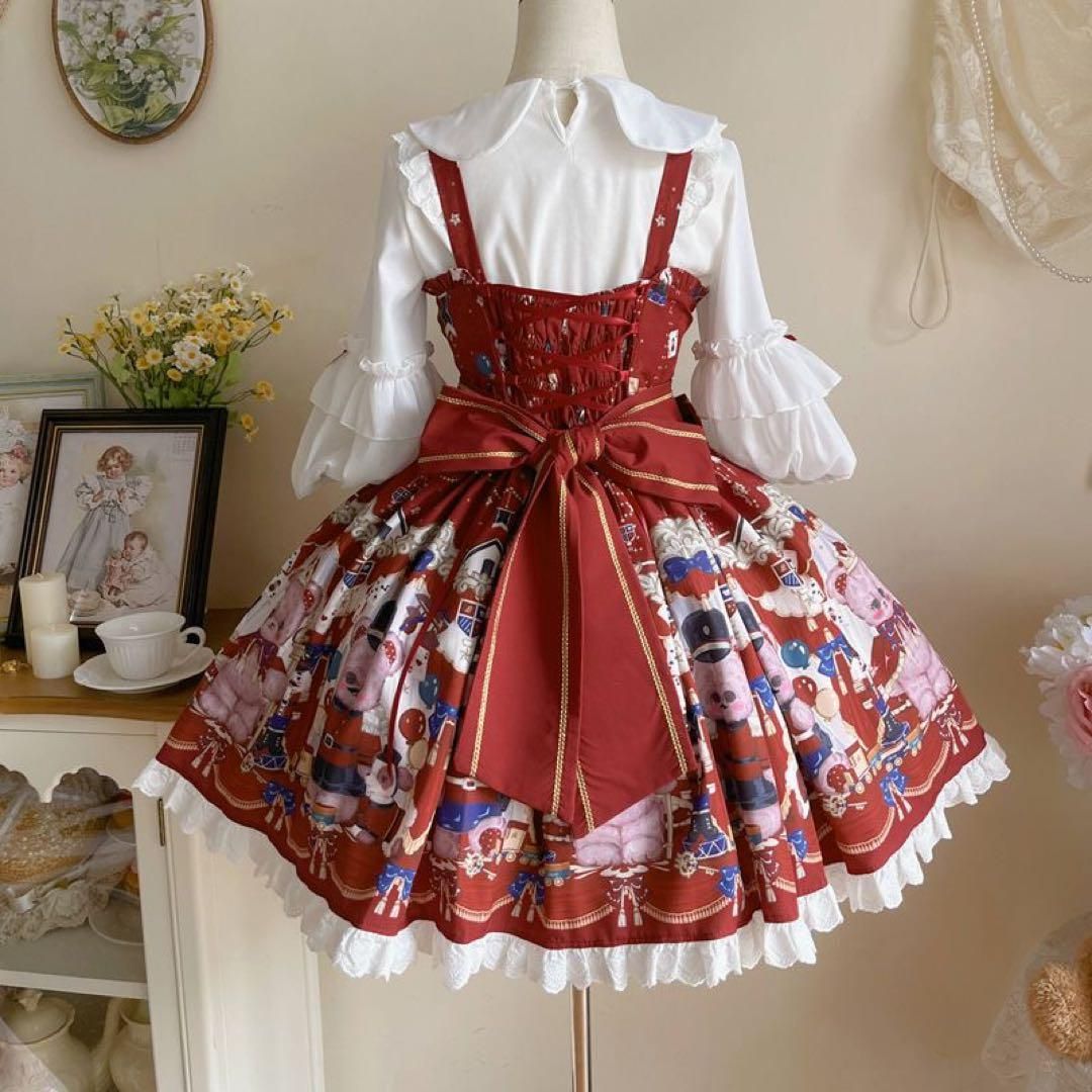 韓嬢♡甘い莓物語】ロリィタドレス jskサスペンダードレスイチゴ柄