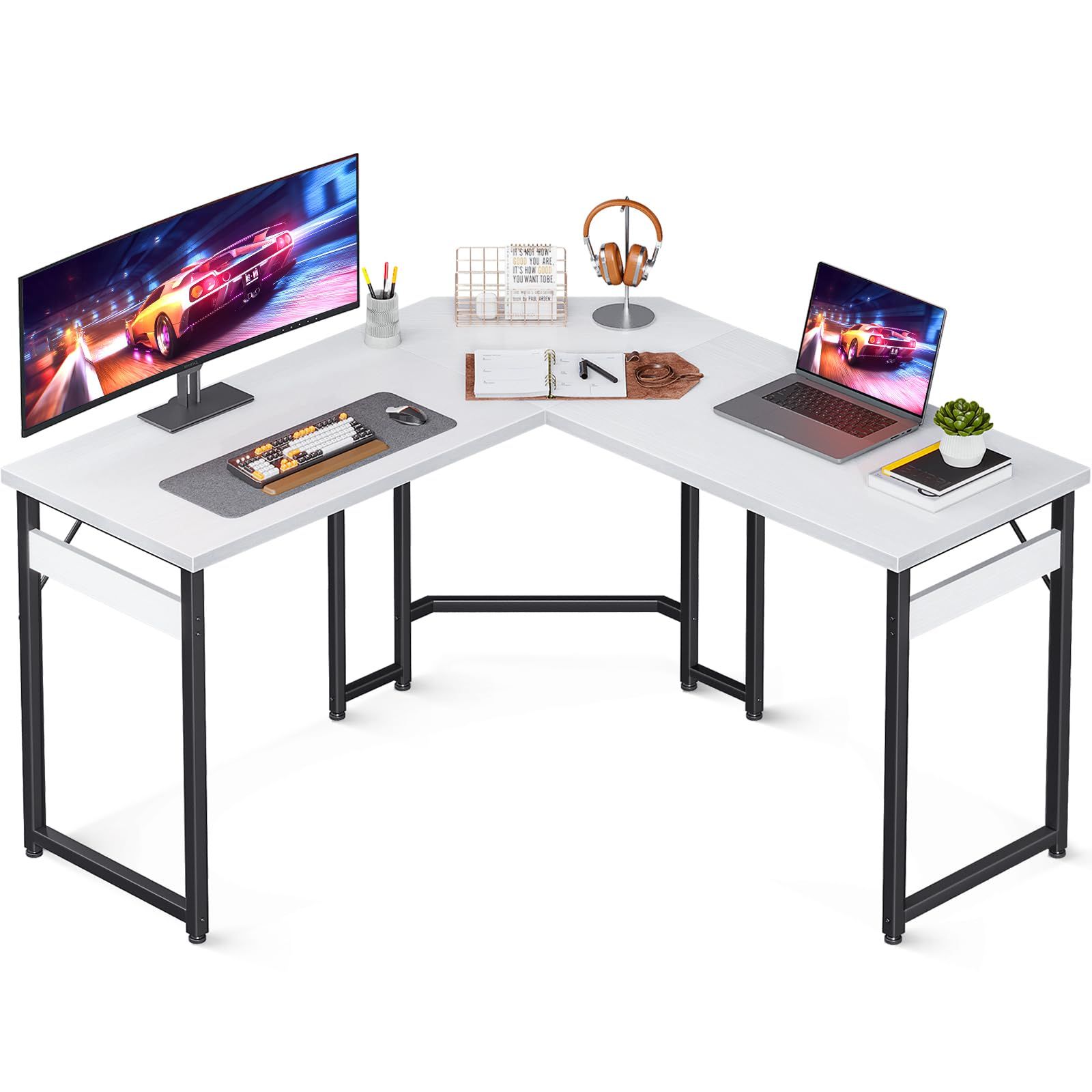 在庫 机 幅120 120 デスク pcデスク ゲーミングデスク オフィスデスク L字型 組立簡単 勉強机 パソコンデスク 在宅勤務 l字デスク 学習机 AODK ホワイト