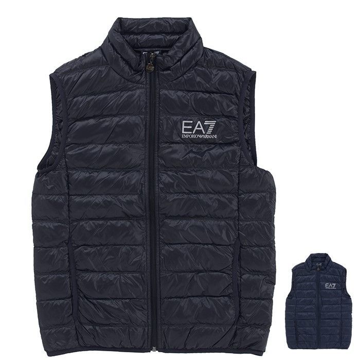 【2色展開】EA7 EMPORIO ARMANI イーエーセブン エンポリオアルマーニ DOWN JACKET 8NPQ01 PN29Z 1200 / 8NPQ01 PN29Z 1578 ブラック / ナイトブルー メンズ ジャケット ダウンベスト アウター ライト 薄手 軽量 スリム 黒 青 ロゴ(arn0005)1.ブラックXS 2色展開】EA7 EMPORIO ARMANI イーエーセブン エンポリオアルマーニ