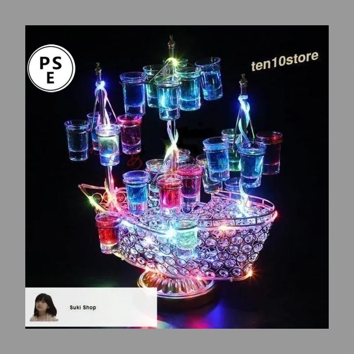 新しい♥幻の船 LED酒ボトルの表示棚 24カップ バーホテルLED酒棚の表示棚 幻の船を実現 酒器 船型酒棚 テキーラ観覧車 パーティ 開店祝い ワイン
