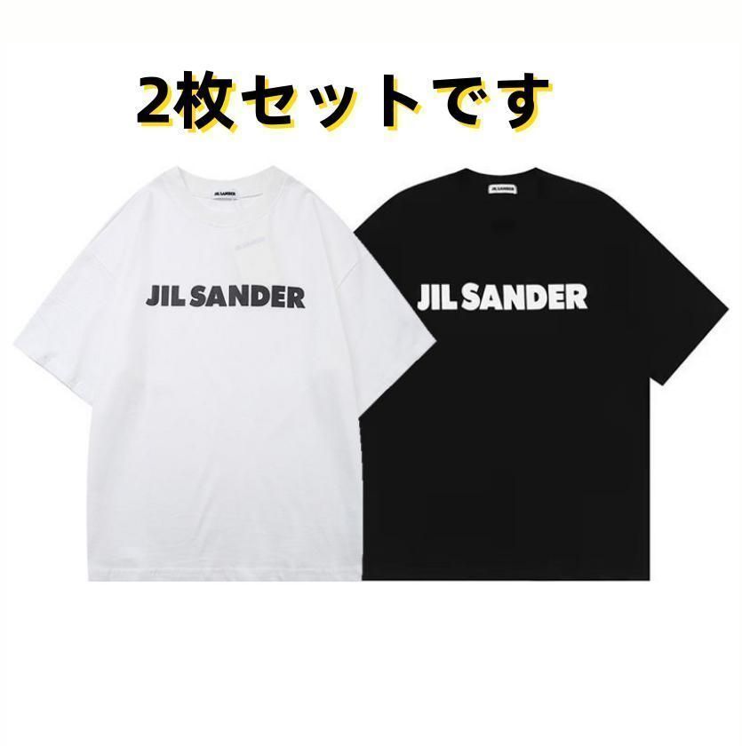 新品☆JIL SANDER ジルサンダー　Tシャツ男女兼用 半袖 メンズファッション レディース 黑+白 2枚