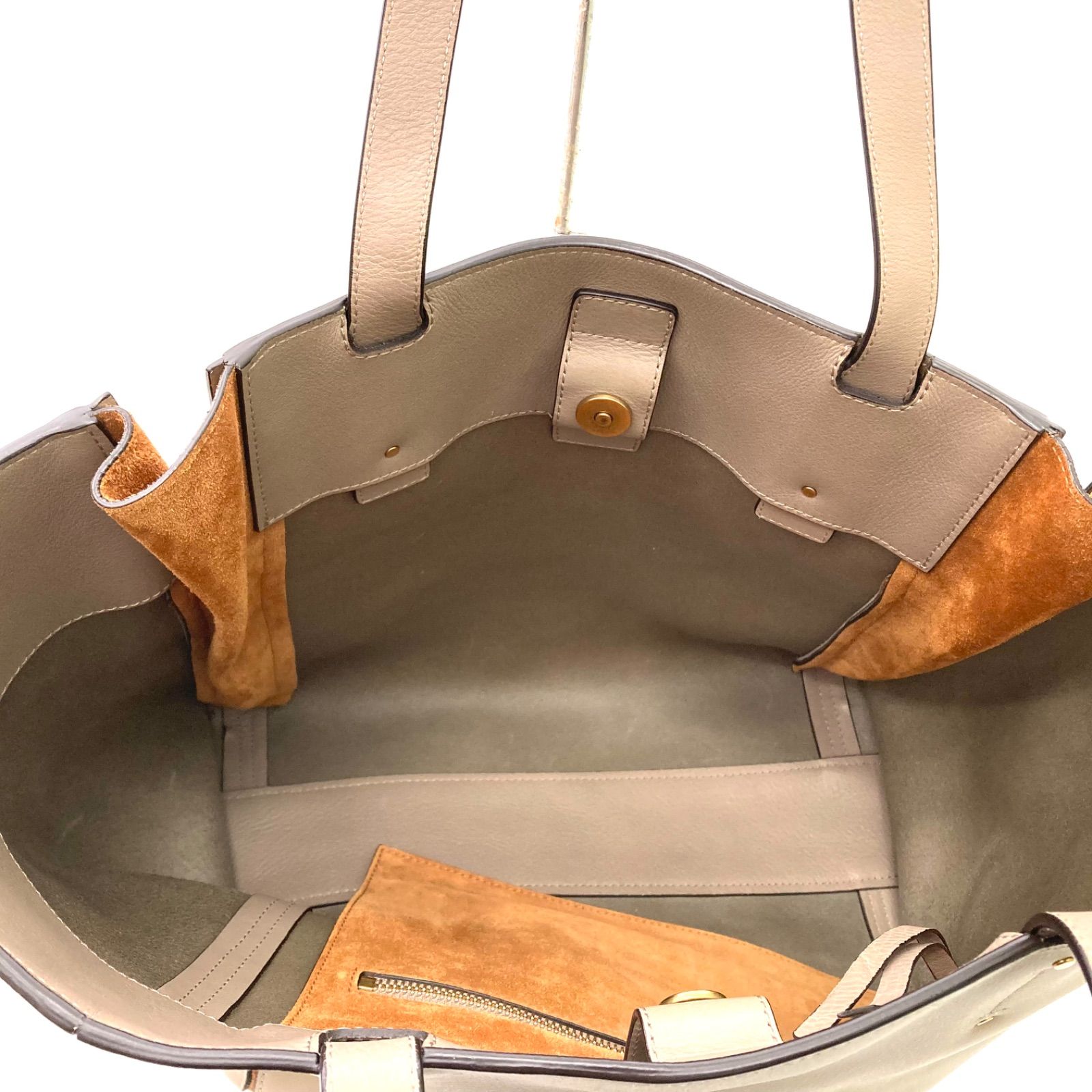 Chloé】クロエ マイロ トートバッグ レザー グレージュ ワンショルダー 