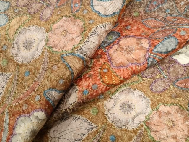 平和屋着物●上質な小紋 辻が花 手描き 絞り 金彩 ロング丈 正絹 CAAW8623yc