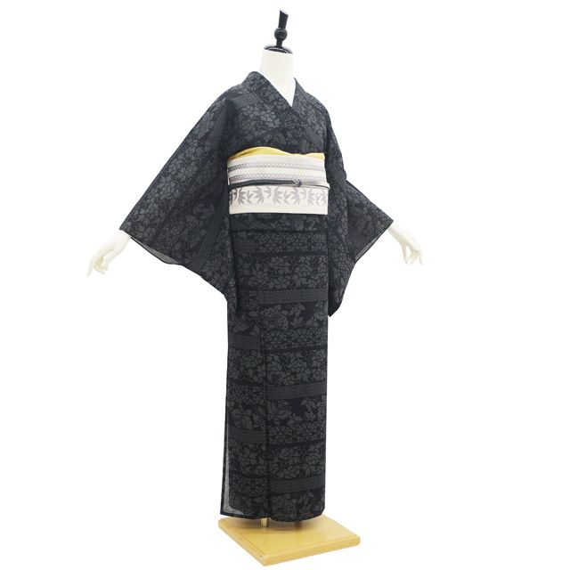 中古】 夏物 夏結城 単衣 着物 リサイクル 紬 正絹 100亀甲