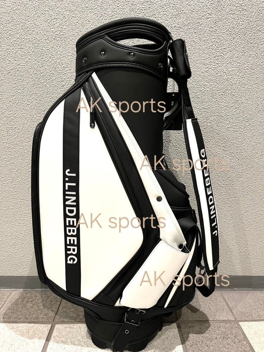ジェイリンドバーグ新作 JLINDEBERG コラボ キャディバッグ 白&黒 J.LINDEBERG キャディバッグ ホワイト・ブラック ジェイリンドバーグ