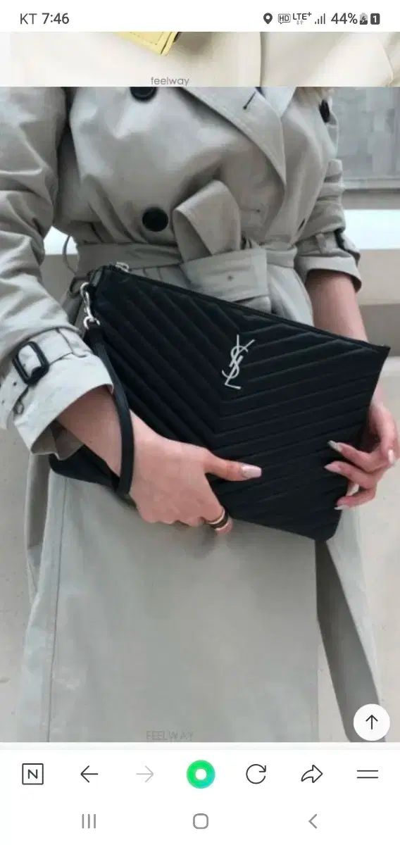 YVES SAINT LAURENT イヴ サンローラン New Medium シルバー金具 クラッチ|クラッチバッグ S レベル レシート O