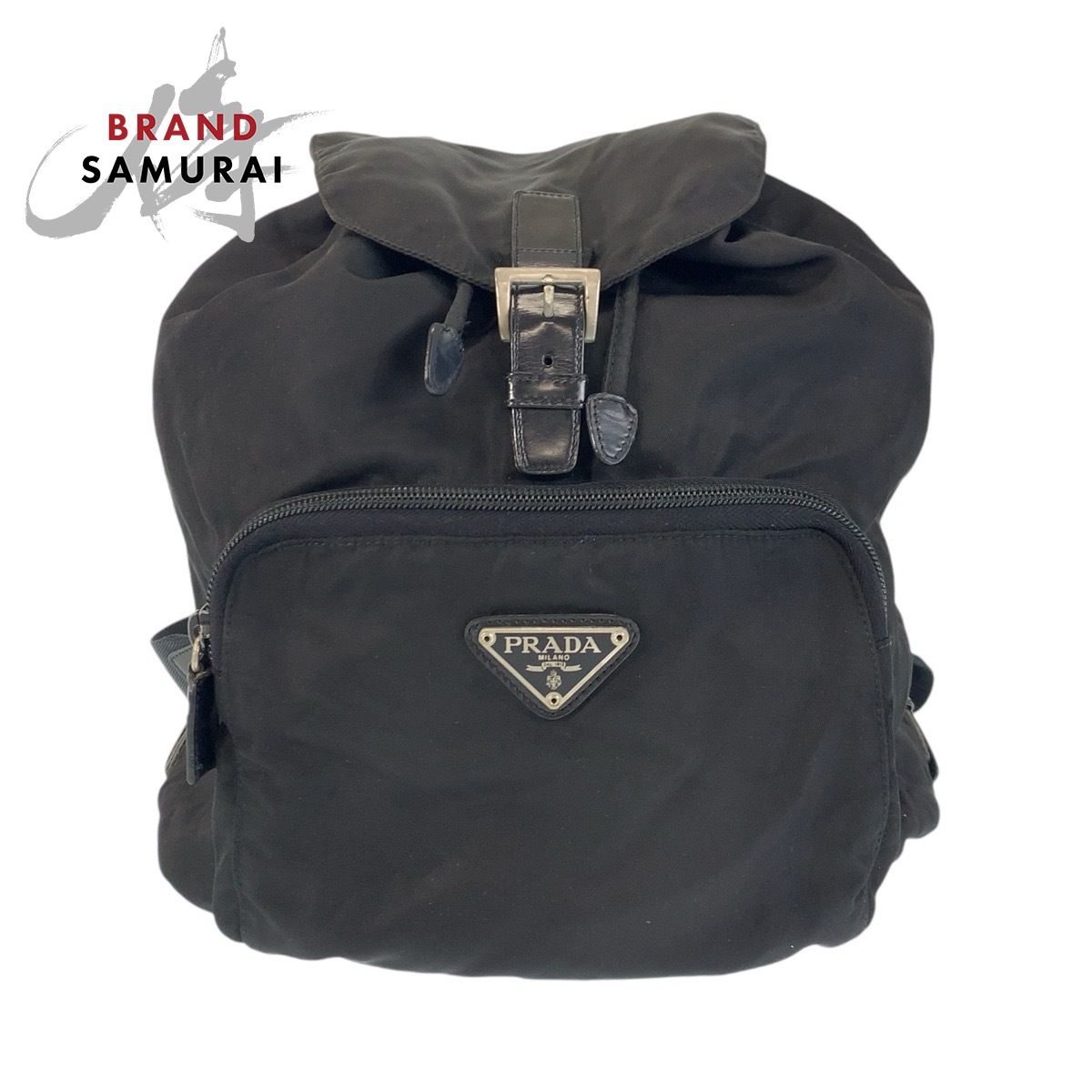 PRADA プラダ テスート 三角ロゴプレート ブラック 黒 シルバー金具 ナイロン|レザー リュック デイパック バックパック 502514