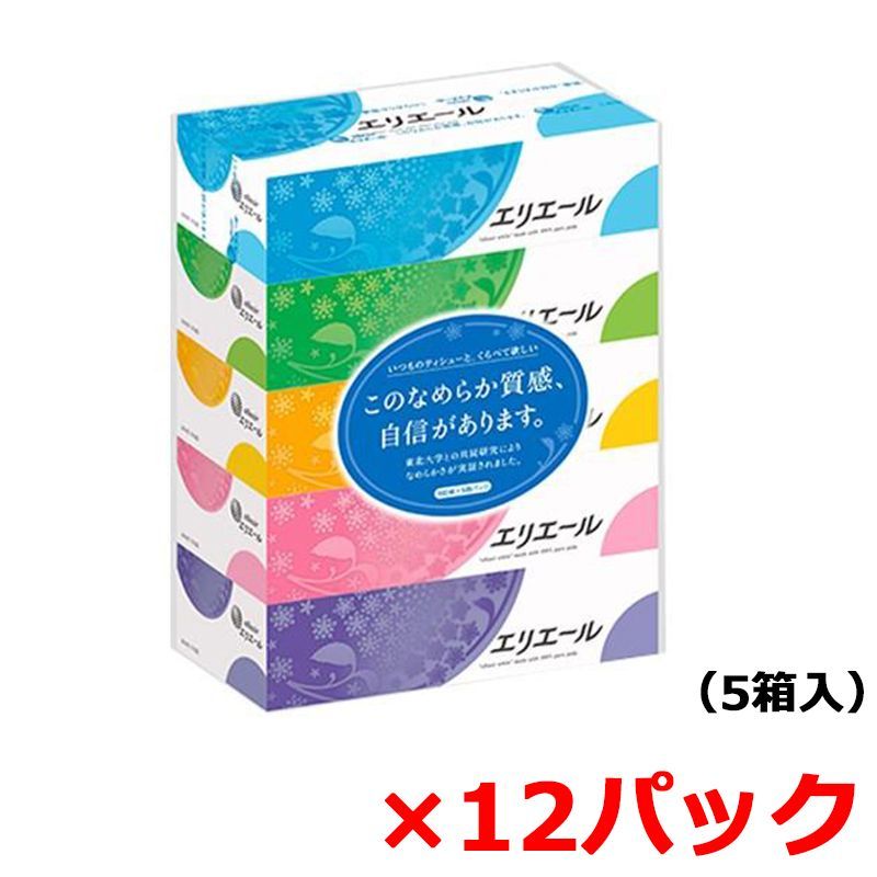 箱ティッシュ エリエール 180W 5箱入り X12パック 【公式通販】