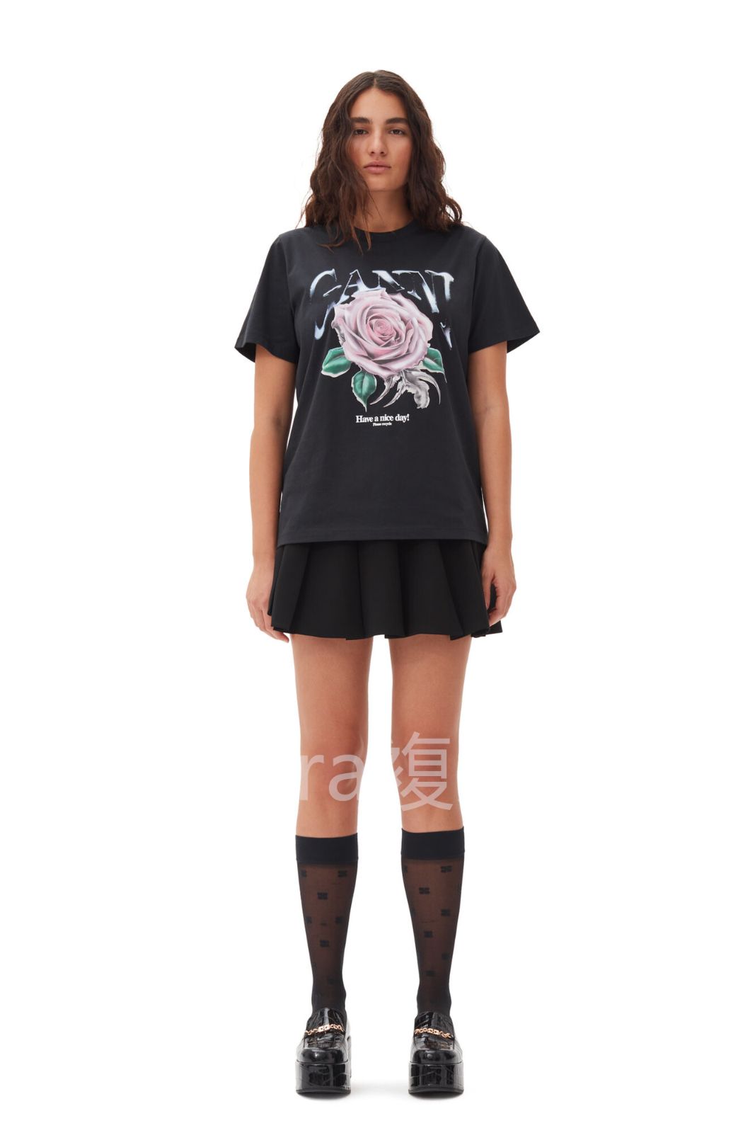 新品未使用】Ganniガニー BLACK BASIC JERSEY ROSE RELAXED T-SHIRT  