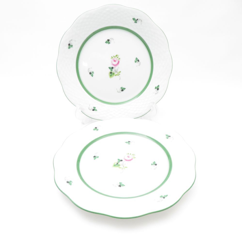 Herend ヘレンド ウィーンの薔薇 517 VRH 中皿 2枚 19cmプレート ペア デザート バラ SO3168T2