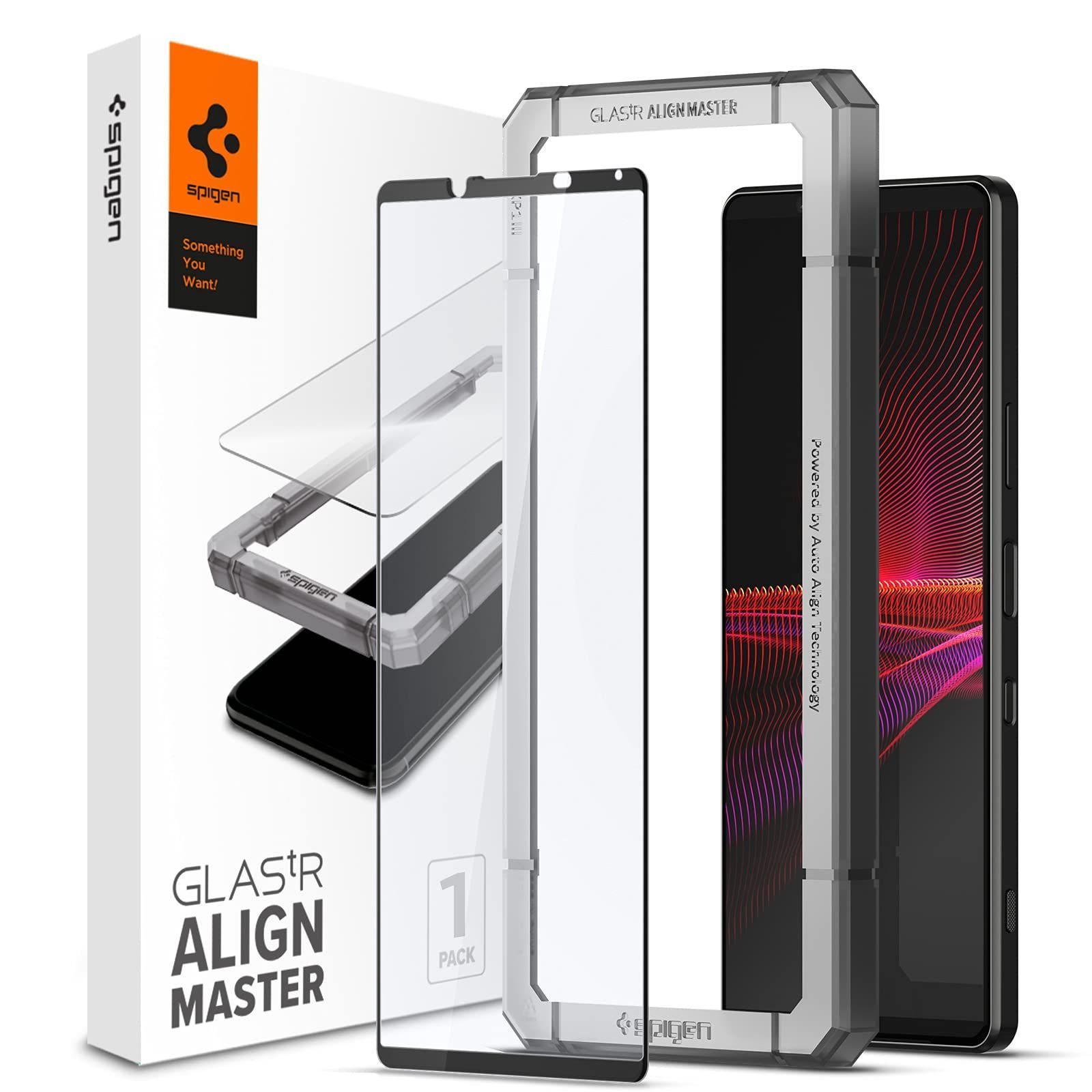 Spigen AlignMaster 全面保護 ガラスフィルム Sony Xperia 1 III 用 ガイド枠付き ソニー Xperia 1 iii 対応 保護 フィルム フルカバー 1枚入