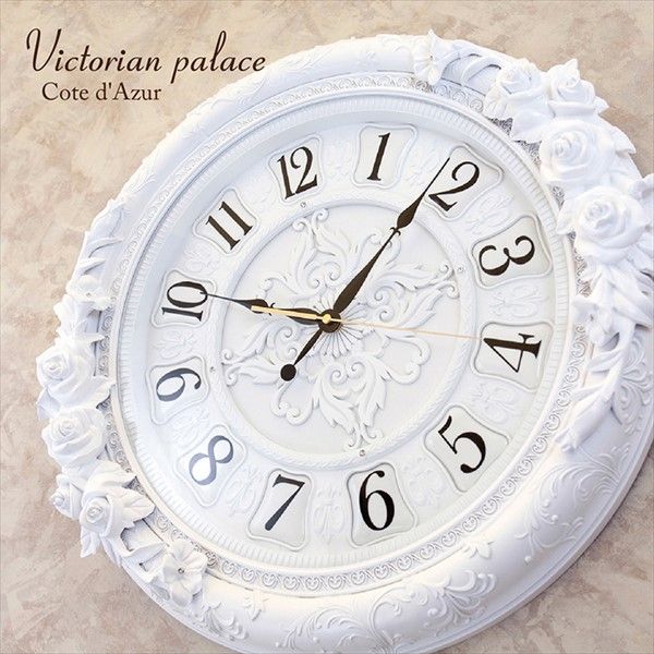 ビクトリアンパレス ウォールクロック コート・ダジュール 無音連続秒針付 置き時計・掛け時計 掛け時計 LS-FB8205S1-WH 店舗 ディスプレイ 時計 おしゃれ エレガント 高級感 レト