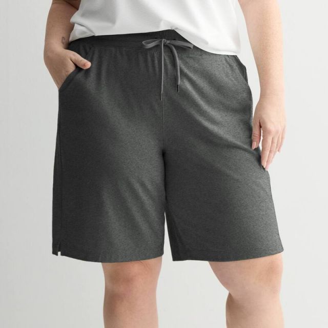 【送料無料】 Tek Gear レディース ハーフパンツ・ショーツ ボトムス Plus Size Tek Gear Essential Bermuda Shorts Medium Ink Heather