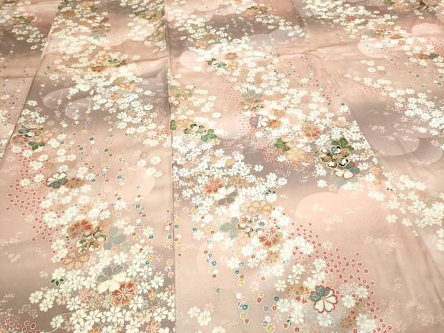 平和屋着物□上質な小紋 舞花文 暈し染め 金銀彩 正絹 逸品