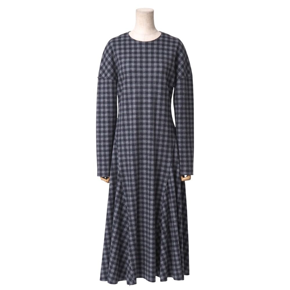 □美品□Drawer ドゥロワー ワンピース サイズ38 ノーカラー チェック