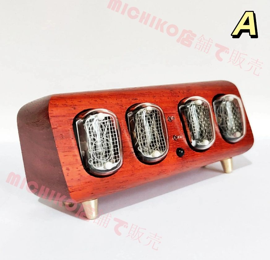 N-12レトロニキシー管時計 ABS 4位光管 リモート 木質時計 クリエイティブな装飾品 クリスマス プレゼント置き デジタル 七色 LED グラデーション 明るさ調整 木目 ヴィンテージクロック グローチューブクロック おしゃれ レトロ ファッション NEXPOTALLINN_EU