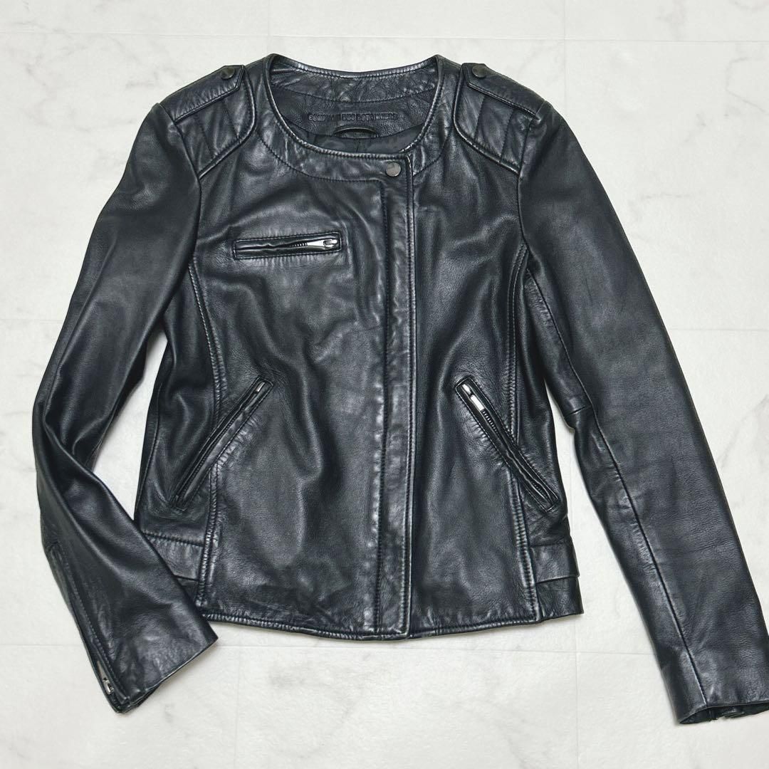 COMPTOIR DES COTONNIERS ノーカラー レザージャケット
