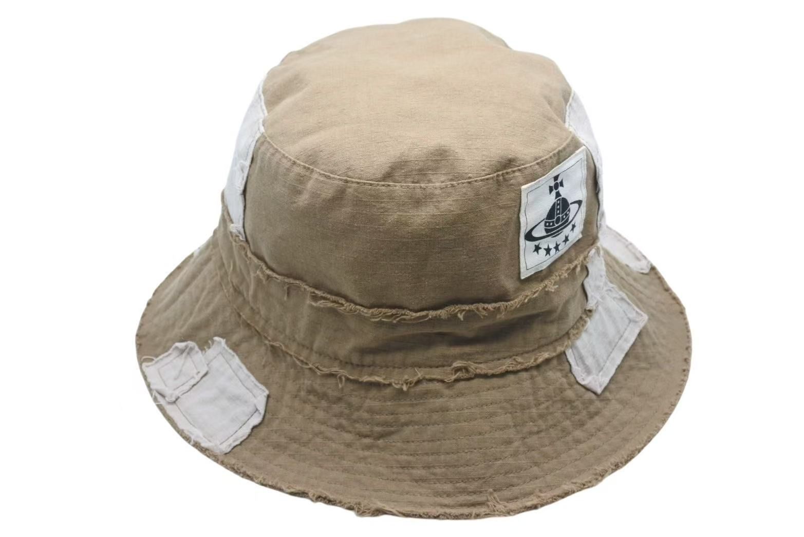 Vivienne Westwood ヴィヴィアンウエストウッド パッチワークバケットハット コットン ブラウン サイズM〜S 4b000259
