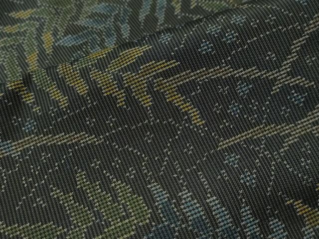 平和屋着物●本場大島紬　7マルキ　芝草枝葉文　正絹　逸品　CAAS7493yc 平和屋着物○本場大島紬 7マルキ 芝草枝葉文 正絹 逸品 CAAS7493yc