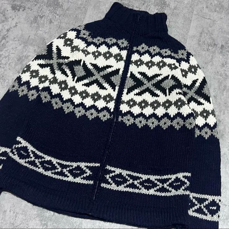 エクアドル製 ニット ジップアップニット エクアドルニット ポケット ウール ニットジャケット ジップアップ