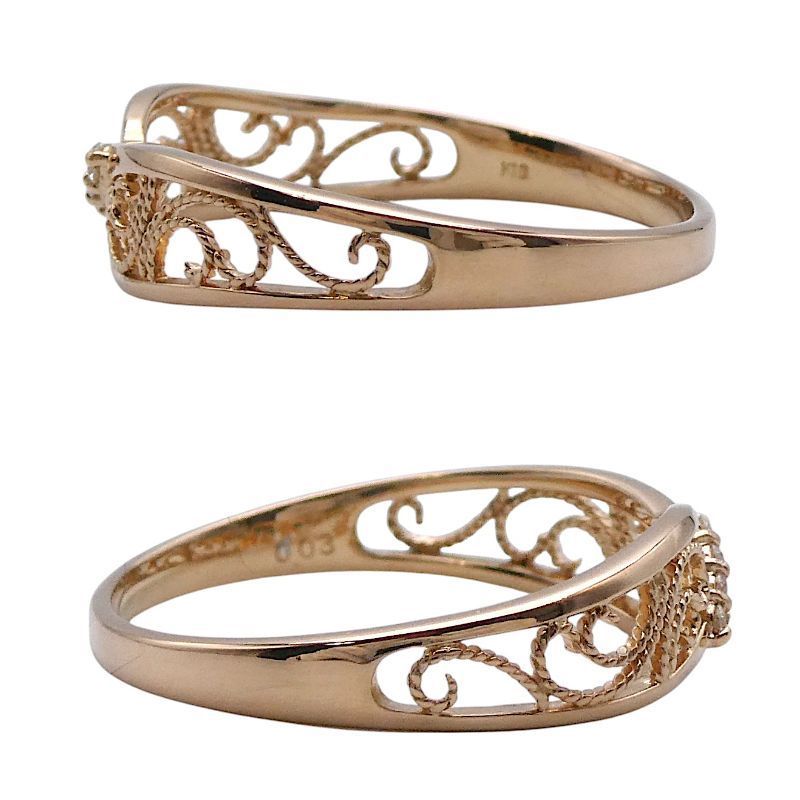 リング K18PG ダイヤモンド0.03ct 11号 透かしデザイン - メルカリ